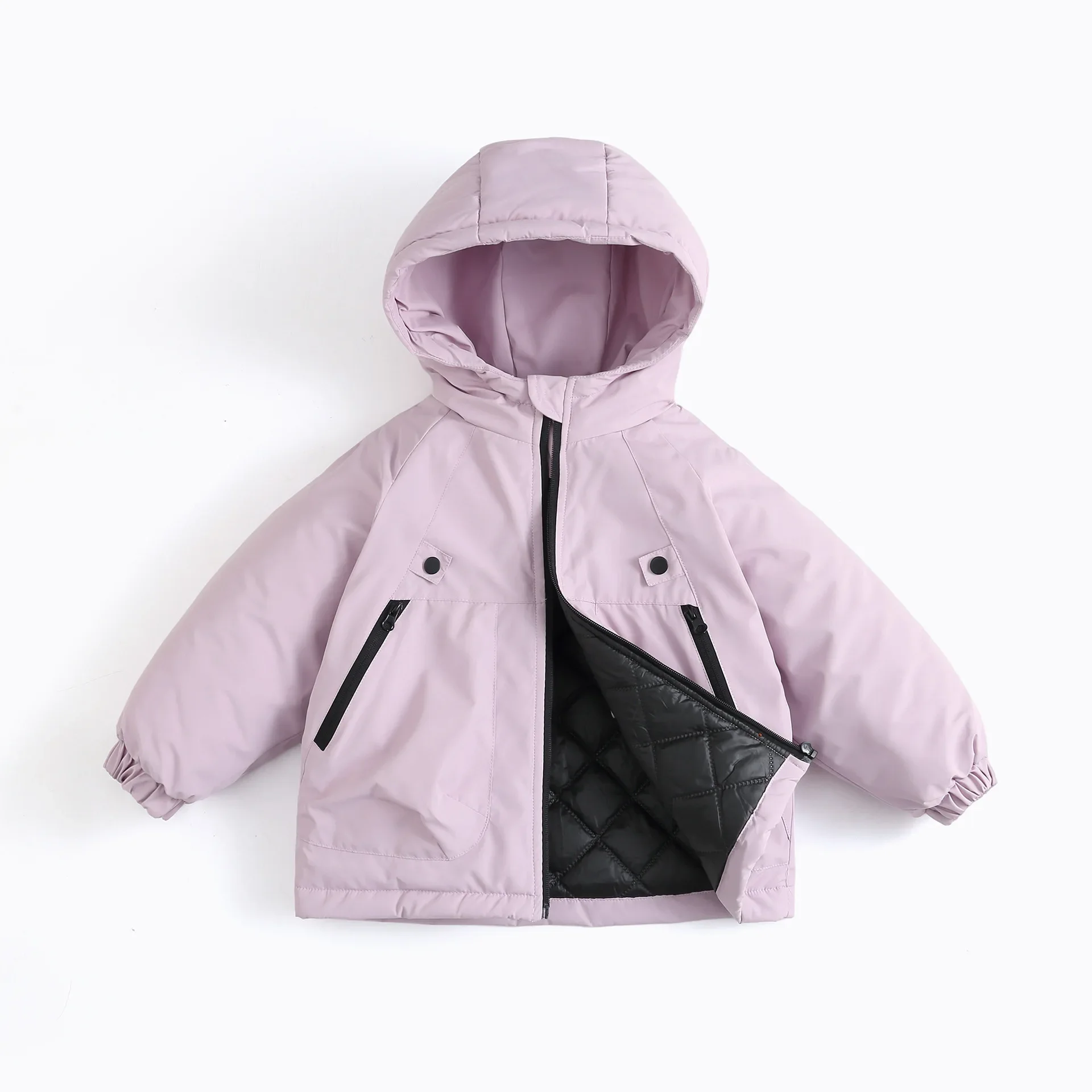 Kids Hooded Ski Jacket Winter Snow Coat Waterproof Windproof Outdoor Padded Jacket with Quilted Lining Boys Girls Warm Outwear