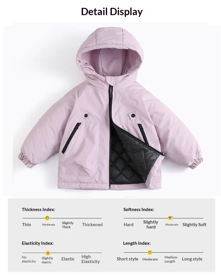 Kids Hooded Ski Jacket Winter Snow Coat Waterproof Windproof Outdoor Padded Jacket with Quilted Lining Boys Girls Warm Outwear