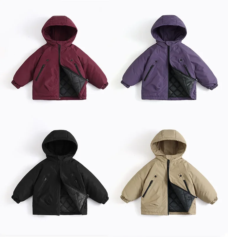 Kids Hooded Ski Jacket Winter Snow Coat Waterproof Windproof Outdoor Padded Jacket with Quilted Lining Boys Girls Warm Outwear