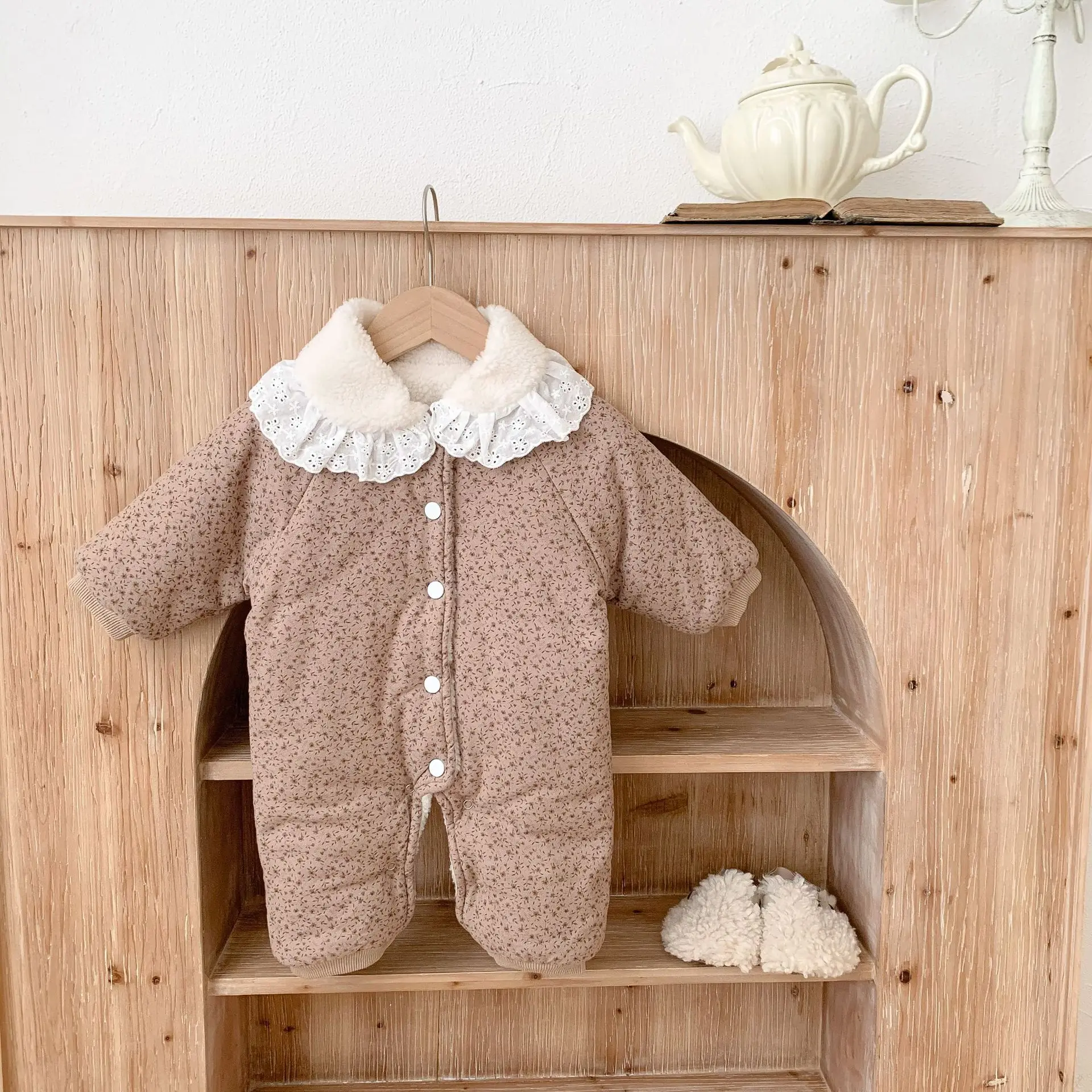 2026 Winter Plush Thicken Baby Romper Toddler Girls Boys Jumpsuit One-Pieces Bodysuits Baby Padded Thickened Crawling Suit