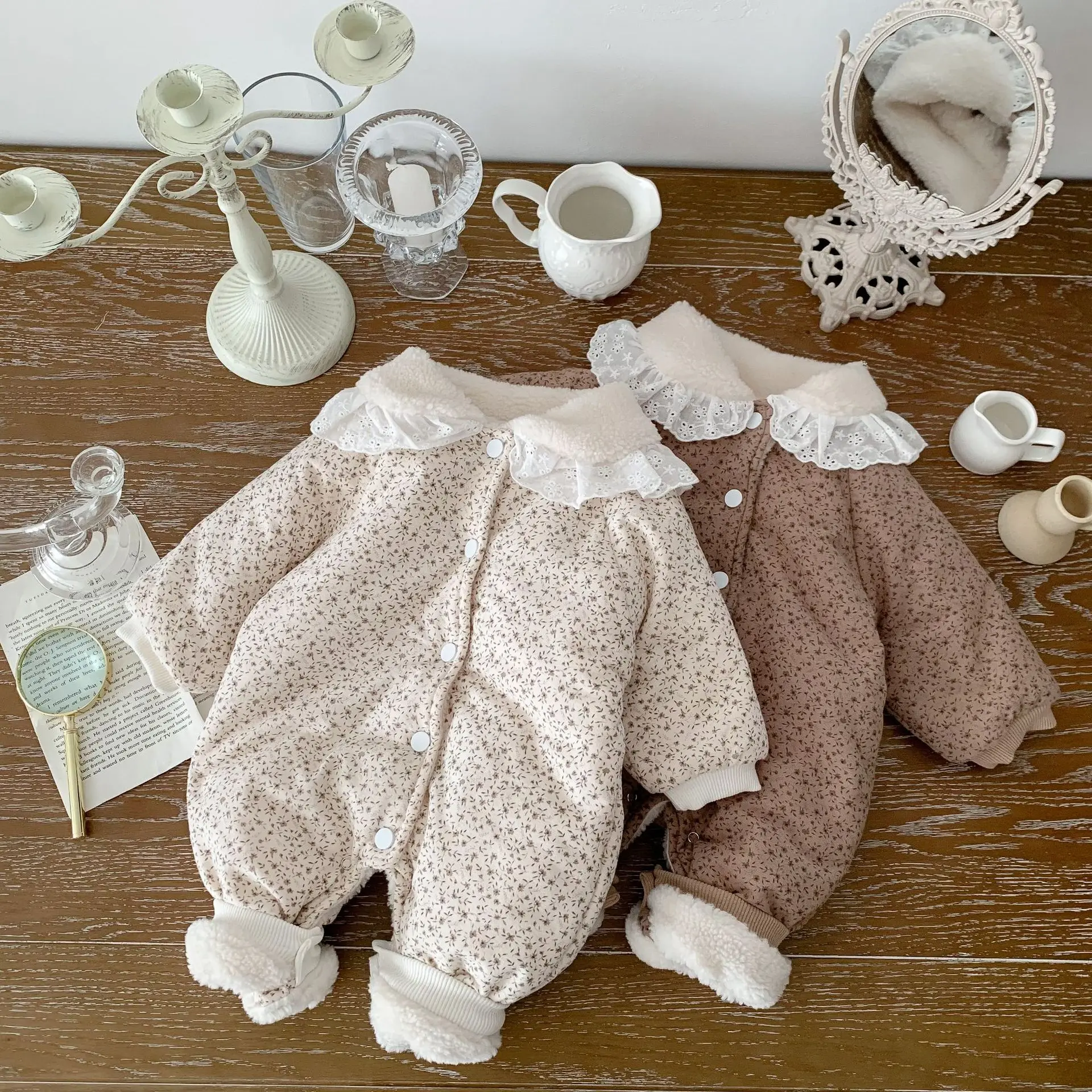 2026 Winter Plush Thicken Baby Romper Toddler Girls Boys Jumpsuit One-Pieces Bodysuits Baby Padded Thickened Crawling Suit