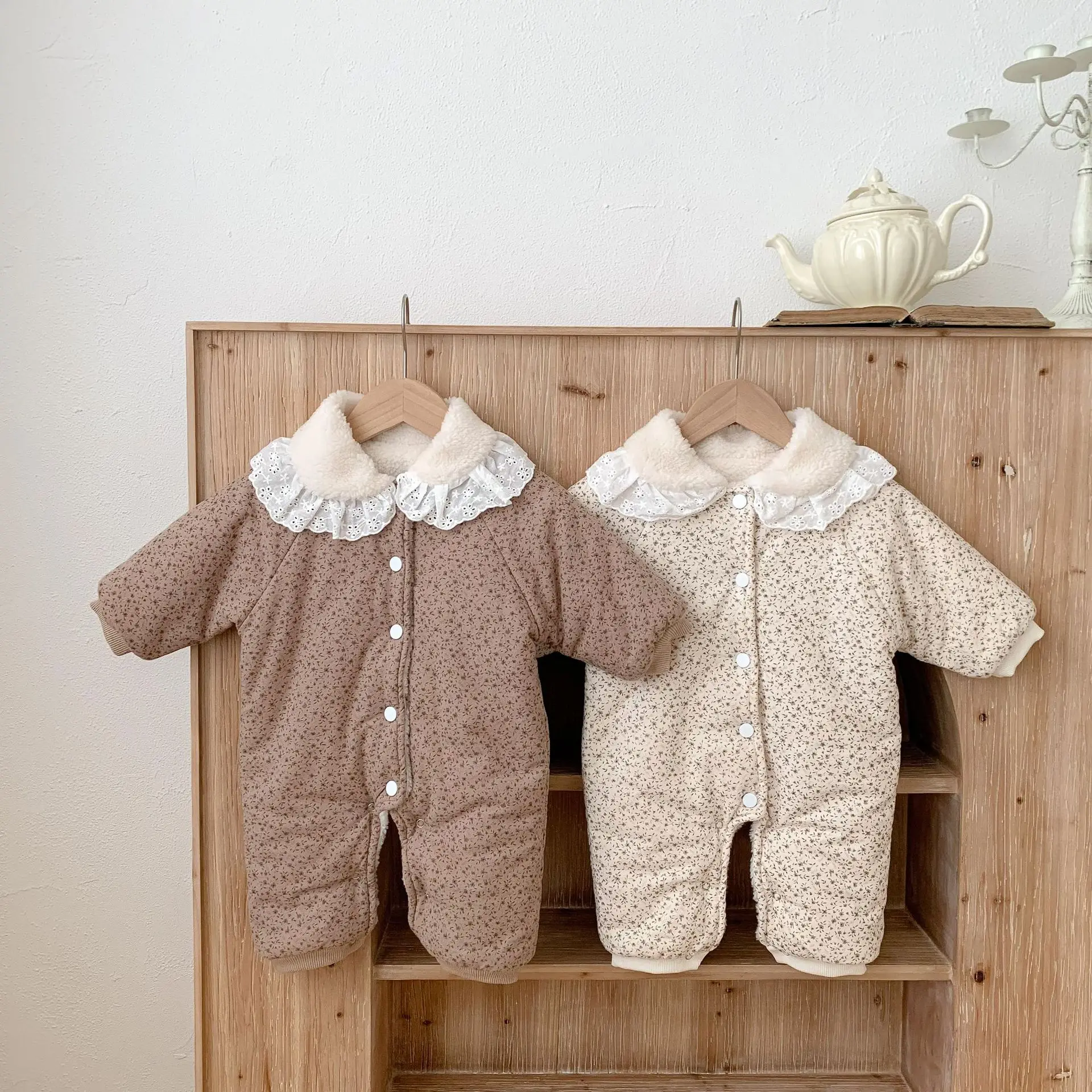 2026 Winter Plush Thicken Baby Romper Toddler Girls Boys Jumpsuit One-Pieces Bodysuits Baby Padded Thickened Crawling Suit