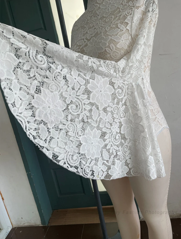 Maternity Dress For Photo Shoot Pagoda Sleeve For Pregnant Women Sexy Stretch Lace Pregnancy Size Jumpsuit Photo Shoot Bodysuit