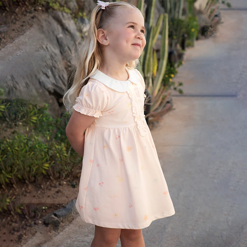 Dave Bella Girls Baby Dress Summer Fashion Casual Sweet Cute Print Kids Cotton Thin Princess Dress Cool Party Outdoor DB2251296