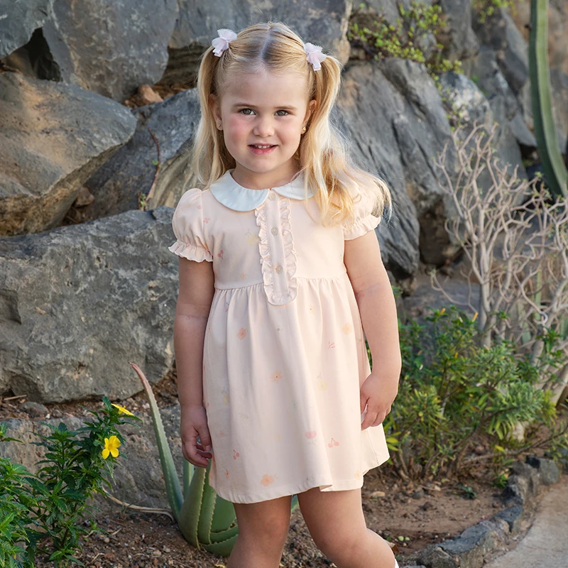 Dave Bella Girls Baby Dress Summer Fashion Casual Sweet Cute Print Kids Cotton Thin Princess Dress Cool Party Outdoor DB2251296