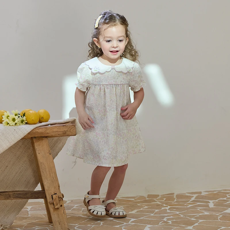 Dave Bella Girls Baby Dress Summer Fashion Casual Sweet Cute Print Kids Cotton Thin Princess Dress Cool Party Outdoor DB2251296