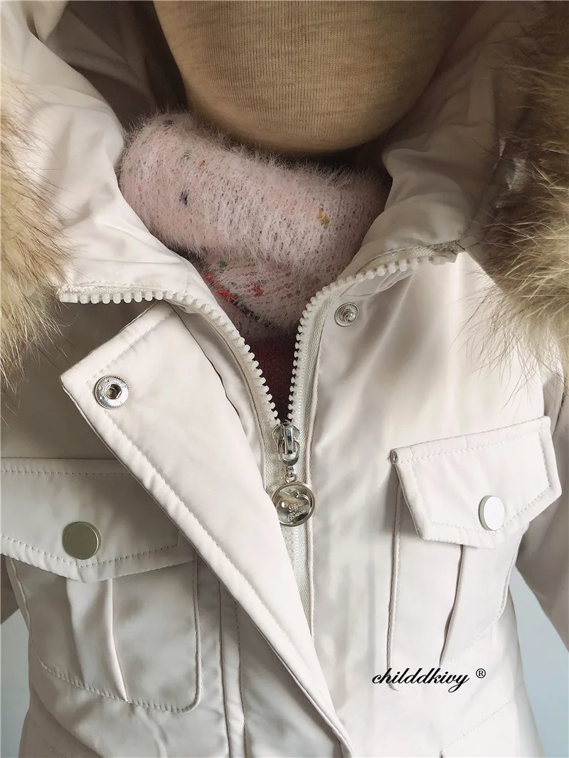 2pcs Set Children Winter Down Jacket and Jumpsuit for Baby Thicken Jacket for Girls Coat Warm Real Fur Collar Boys Snowsuit 0-4Y