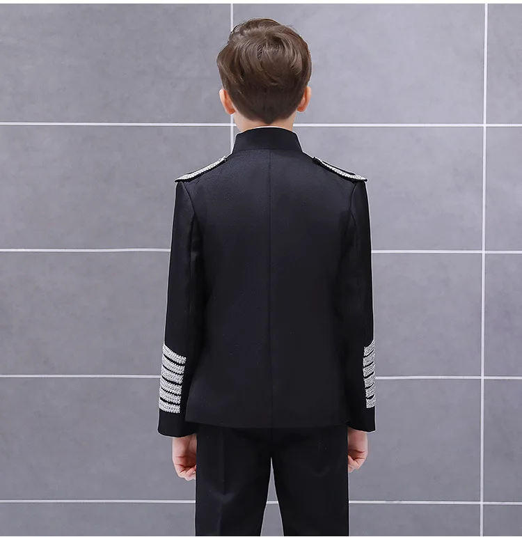 LOlanta Boys' European Court Prince Black Red Slim Fit Blazer Formal Suit Jacket Pants Shirt for Party Stage Perform Costume
