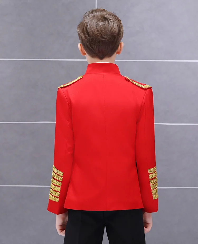 LOlanta Boys' European Court Prince Black Red Slim Fit Blazer Formal Suit Jacket Pants Shirt for Party Stage Perform Costume