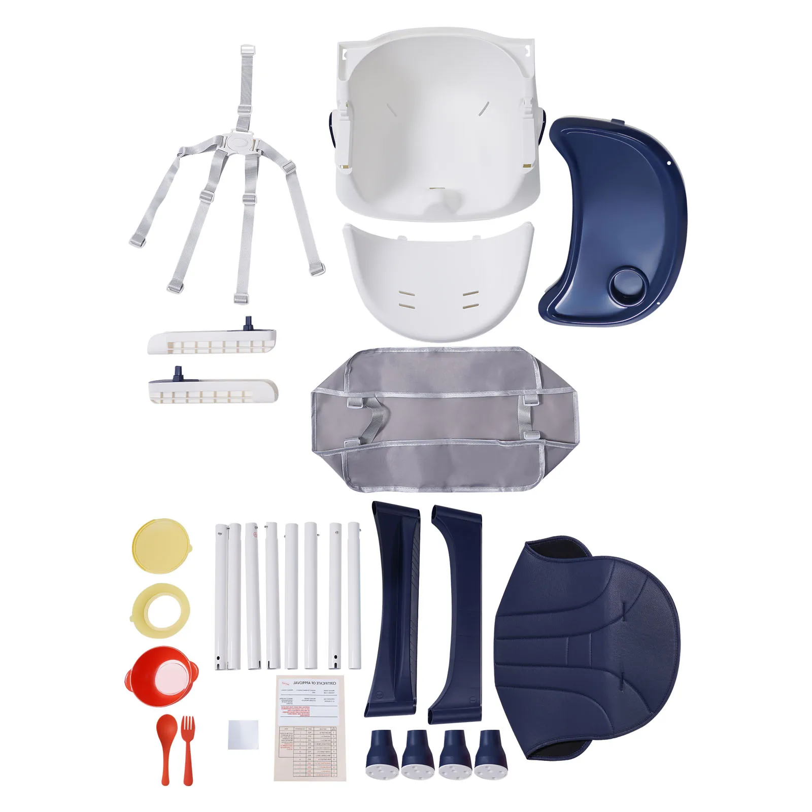 2 in 1 Baby Highchair Foldable Height Adjustable Baby Highchair With Footrest Safety Straps Double Tray For 6 Months to 6 Years