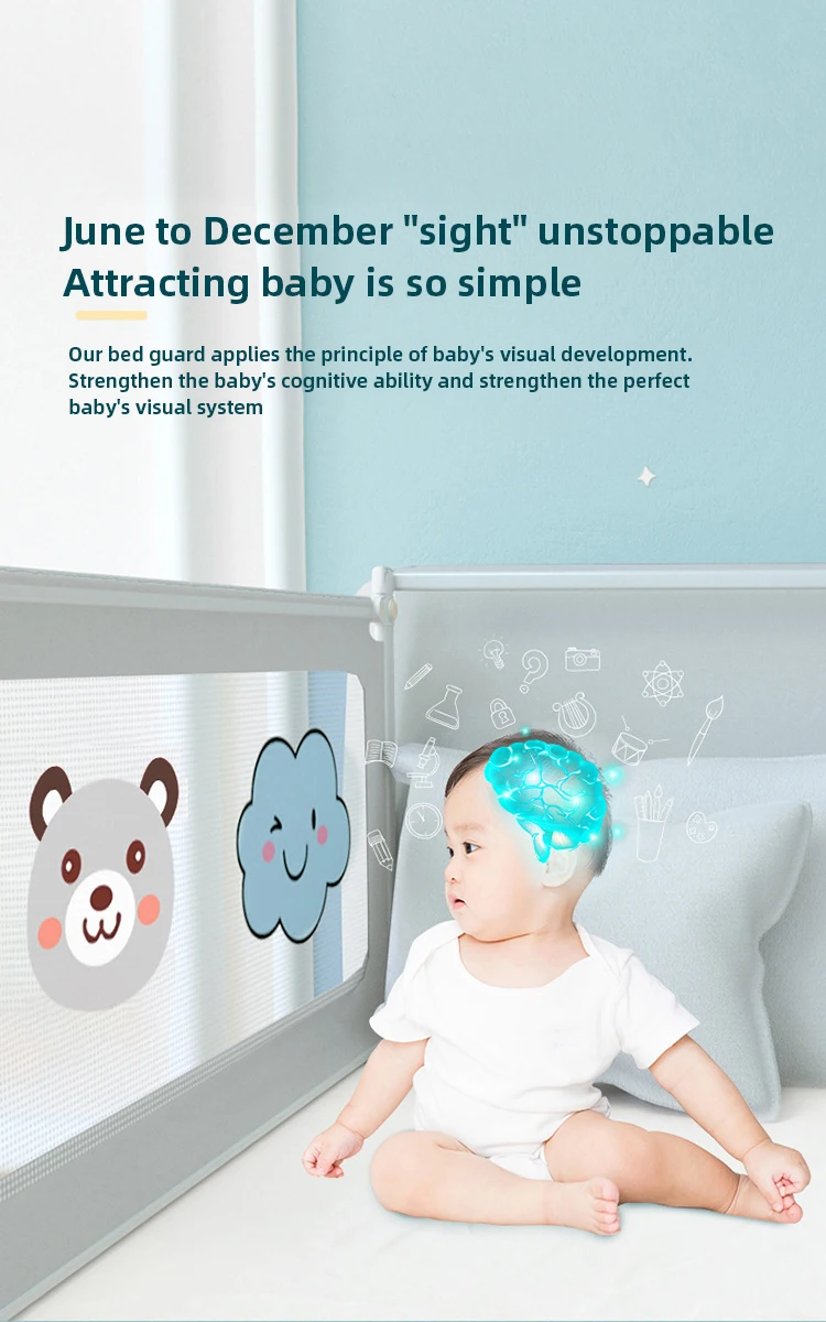 IMBABY Bed Guardrail Liftable Crib Protectors Adjustable Handrail Bed Safety Children Washable Baby Safety Bed Barrier Bumper