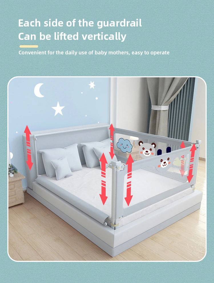 IMBABY Bed Guardrail Liftable Crib Protectors Adjustable Handrail Bed Safety Children Washable Baby Safety Bed Barrier Bumper