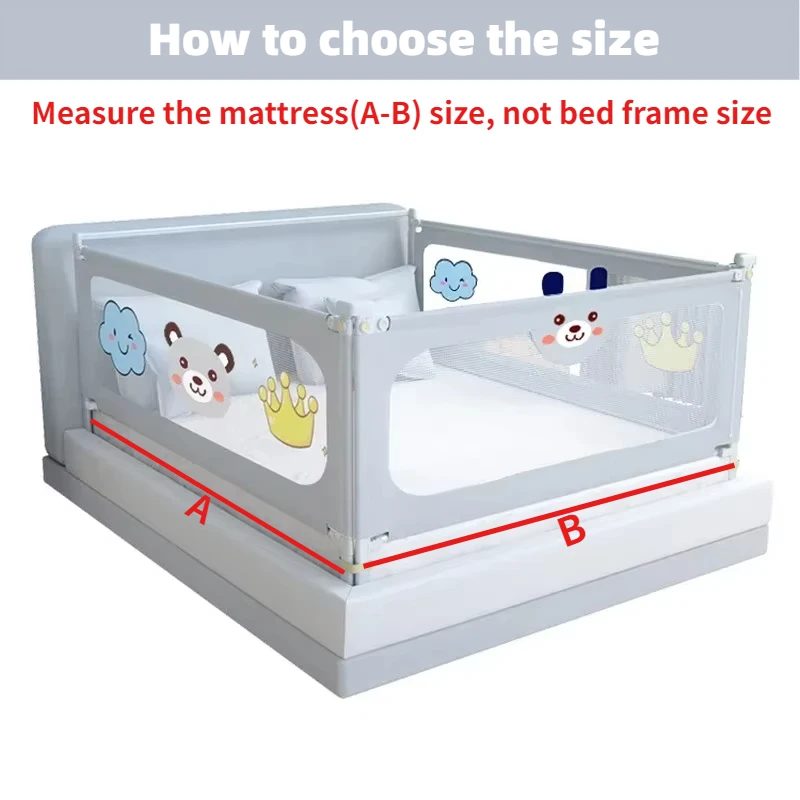 IMBABY Bed Guardrail Liftable Crib Protectors Adjustable Handrail Bed Safety Children Washable Baby Safety Bed Barrier Bumper