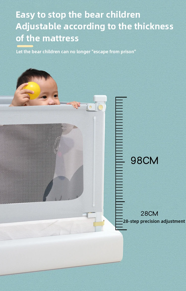 IMBABY Bed Guardrail Liftable Crib Protectors Adjustable Handrail Bed Safety Children Washable Baby Safety Bed Barrier Bumper