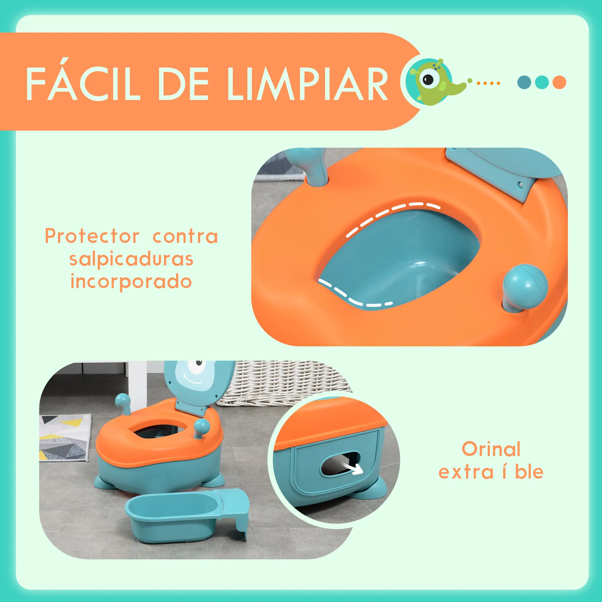 Zonekiz Portable Baby Potty for 6-36 Months with Lid 35.6X35.7X22.2 cm Blue