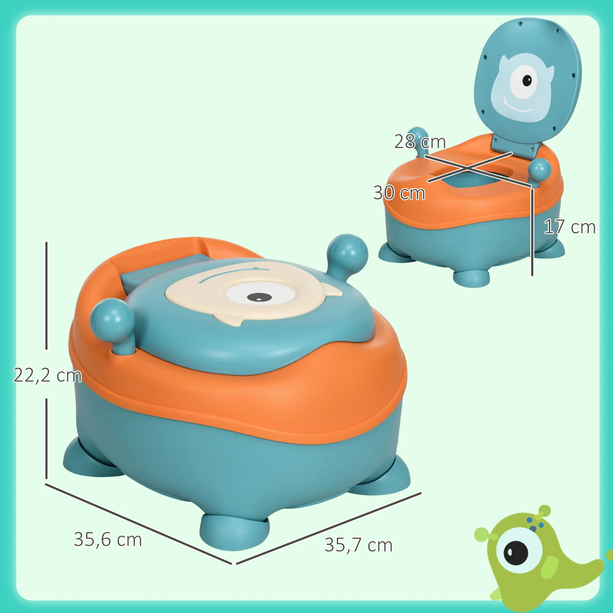 Zonekiz Portable Baby Potty for 6-36 Months with Lid 35.6X35.7X22.2 cm Blue