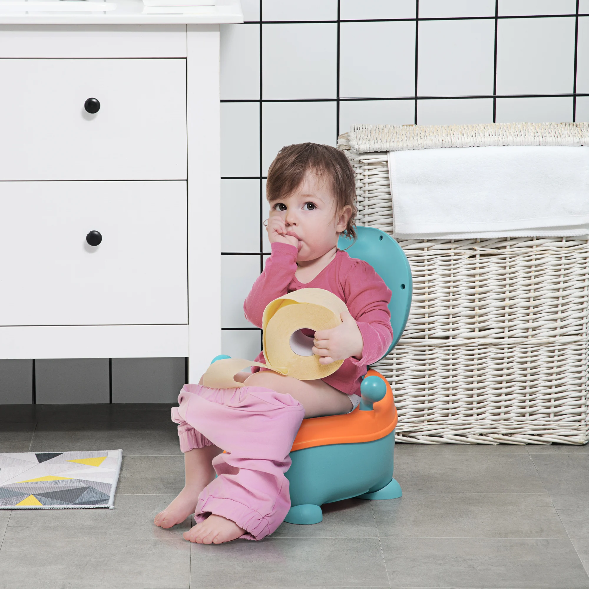Zonekiz Portable Baby Potty for 6-36 Months with Lid 35.6X35.7X22.2 cm Blue