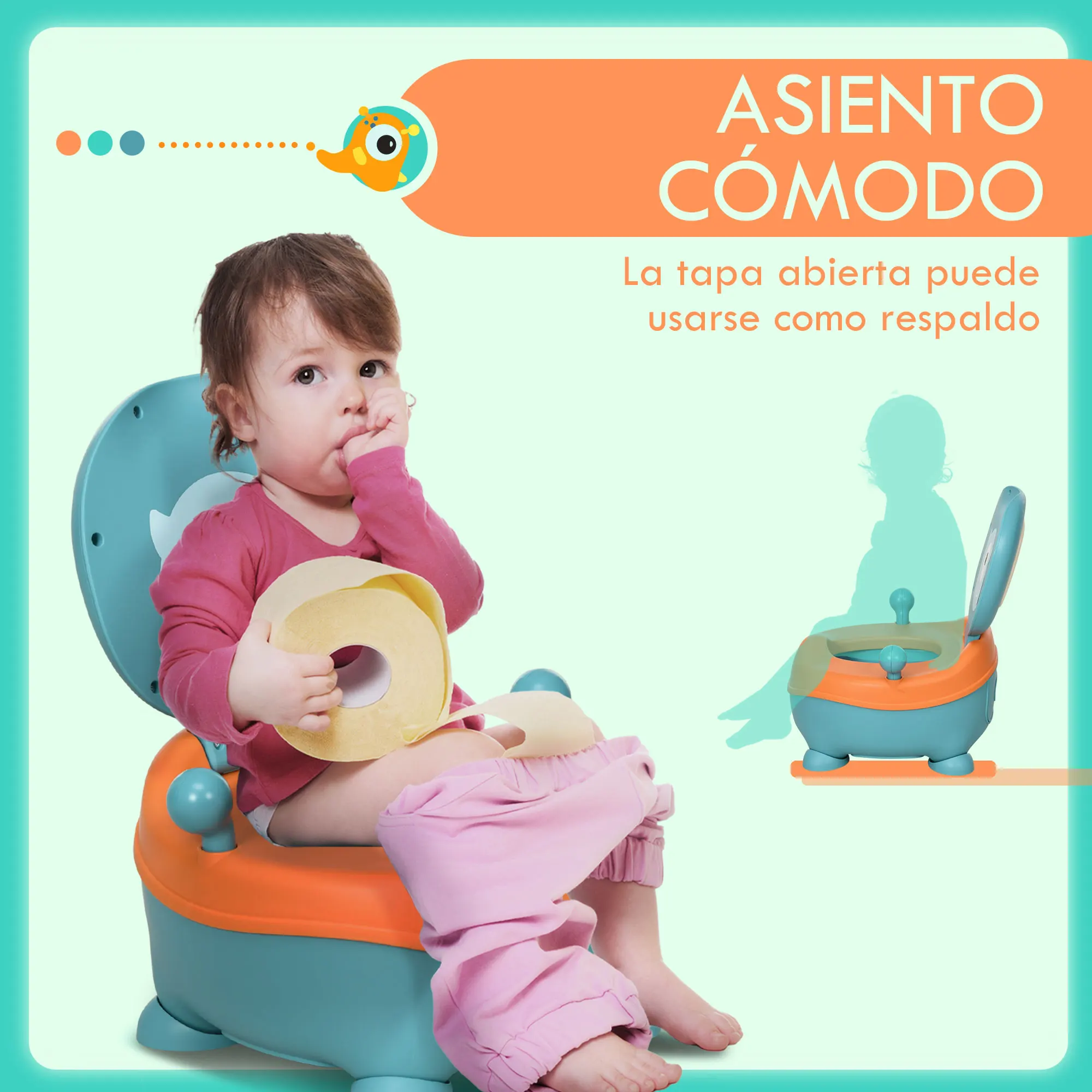 Zonekiz Portable Baby Potty for 6-36 Months with Lid 35.6X35.7X22.2 cm Blue