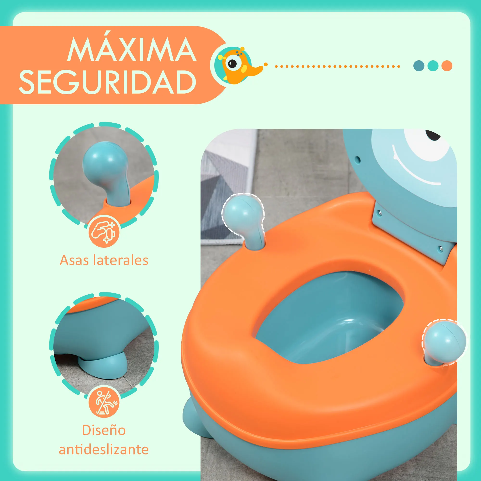 Zonekiz Portable Baby Potty for 6-36 Months with Lid 35.6X35.7X22.2 cm Blue