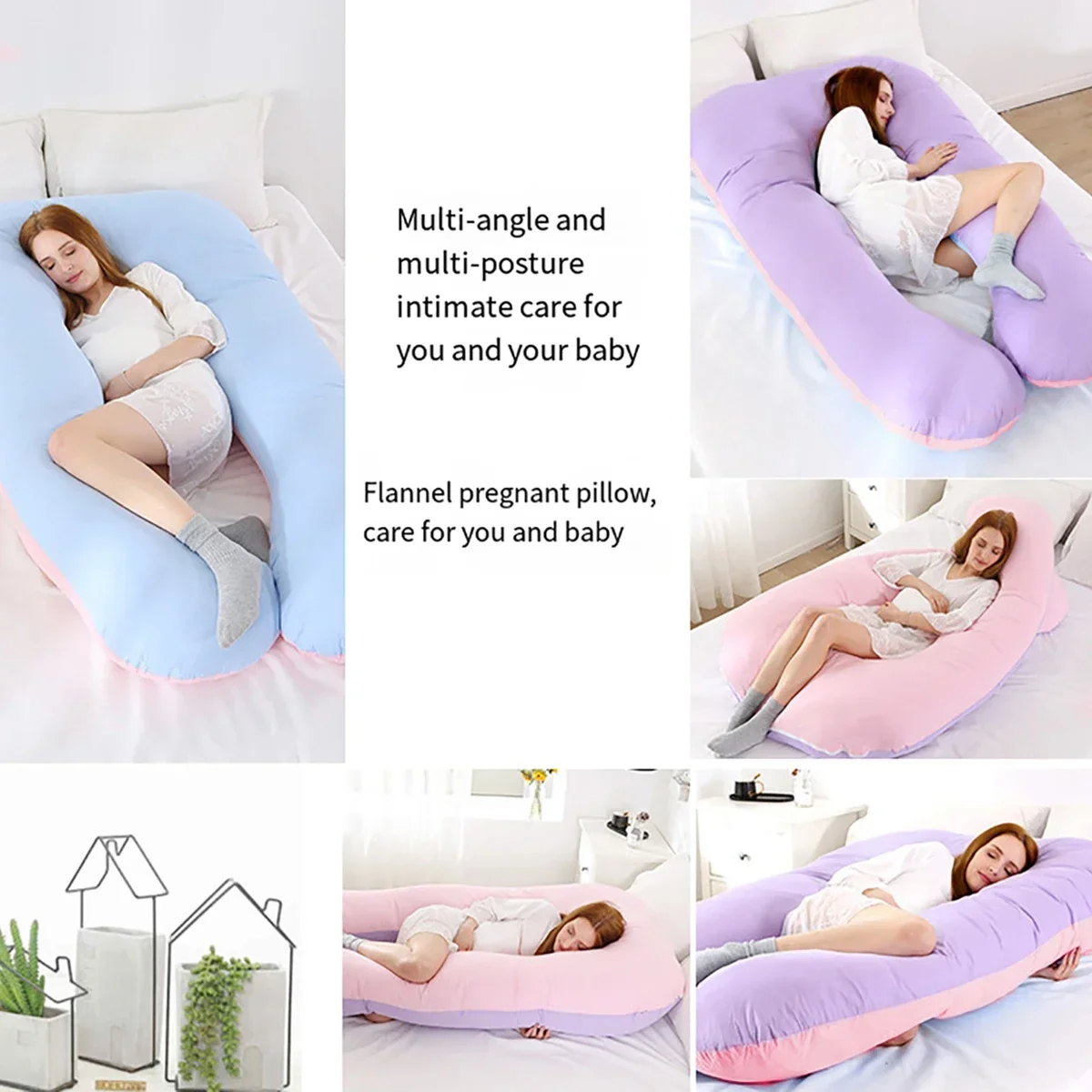 U-shaped Maternity Pillow Waist Support Pillow Core Side Sleeping Pillow Pregnant Pillow Can Be Disassembled
