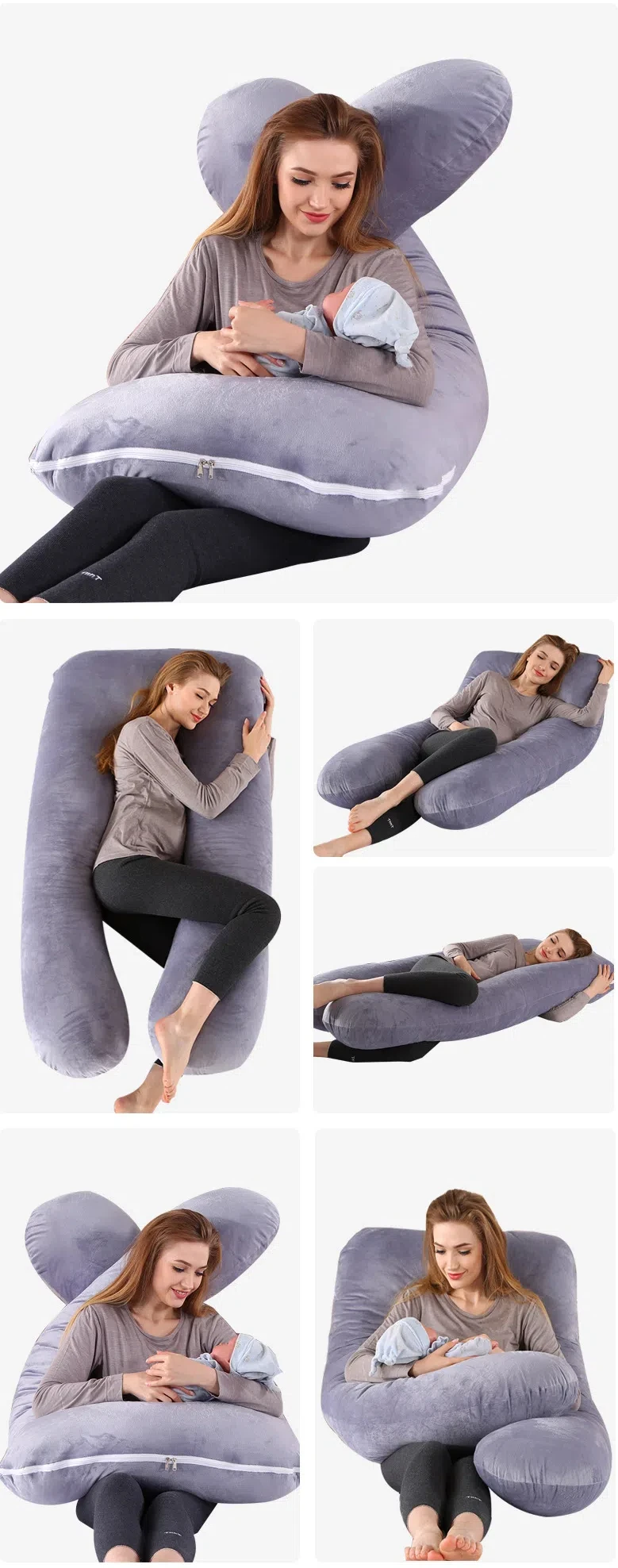 U-shaped Maternity Pillow Waist Support Pillow Core Side Sleeping Pillow Pregnant Pillow Can Be Disassembled