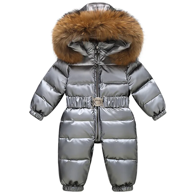 Children Winter Overalls Waterproof Hooded Girl Down Jacket Baby Boy Warm Jumpsuit Toddler Girl Faux Fur Ski Suit Kids Snowsuit