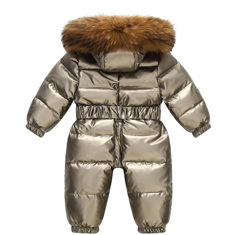 Children Winter Overalls Waterproof Hooded Girl Down Jacket Baby Boy Warm Jumpsuit Toddler Girl Faux Fur Ski Suit Kids Snowsuit