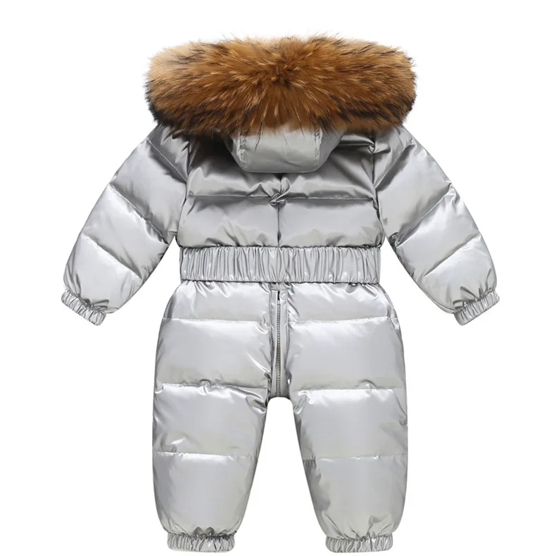 Children Winter Overalls Waterproof Hooded Girl Down Jacket Baby Boy Warm Jumpsuit Toddler Girl Faux Fur Ski Suit Kids Snowsuit