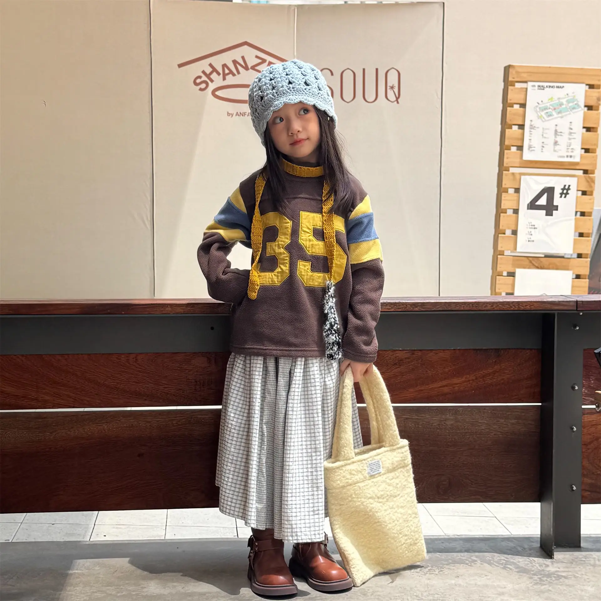 2025 Winter New Children Fleece Sweatshirt Baby Fashion Letter Tops Boys Girls Warm Pullover Baby Long Sleeve Casual Sweatshirt