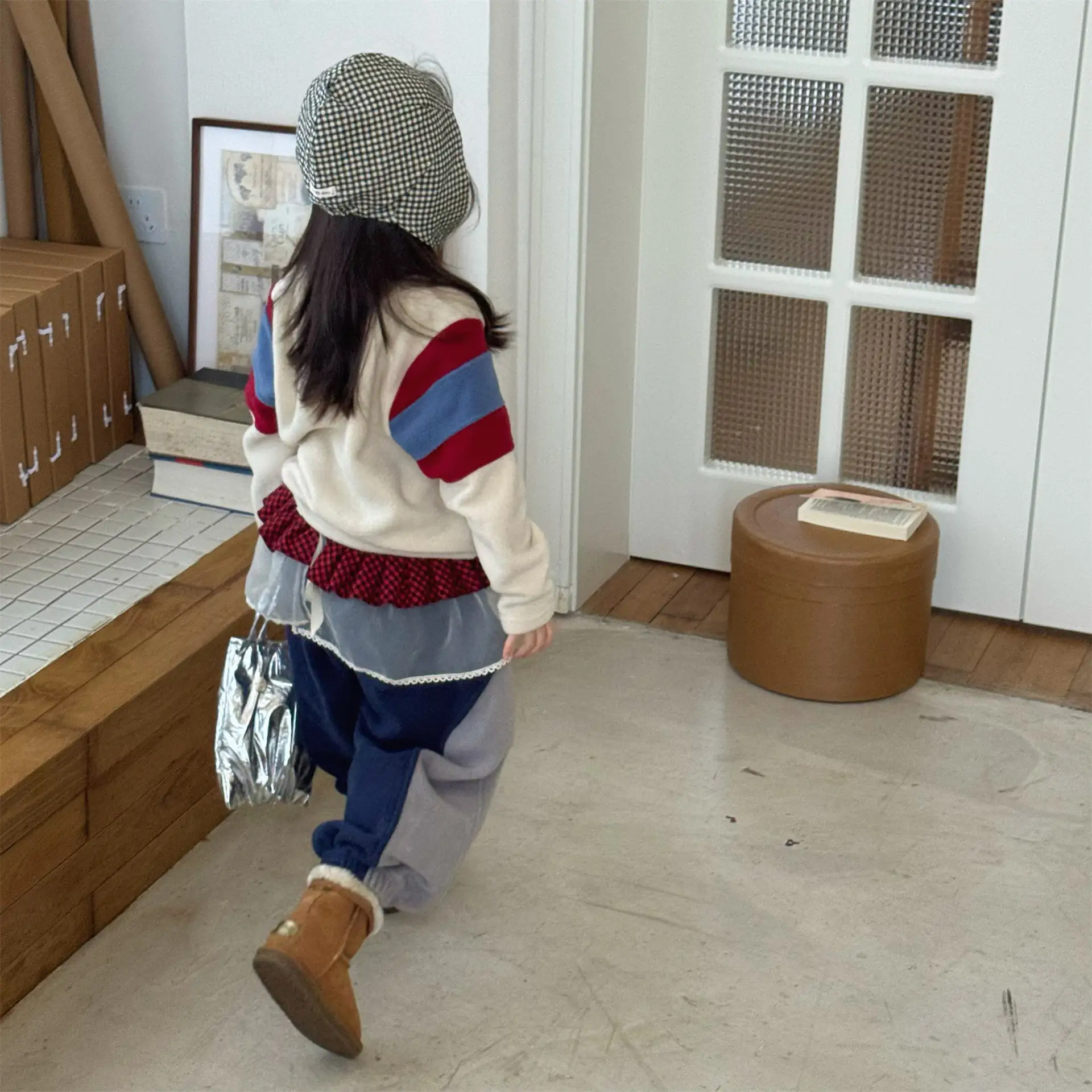 2025 Winter New Children Fleece Sweatshirt Baby Fashion Letter Tops Boys Girls Warm Pullover Baby Long Sleeve Casual Sweatshirt