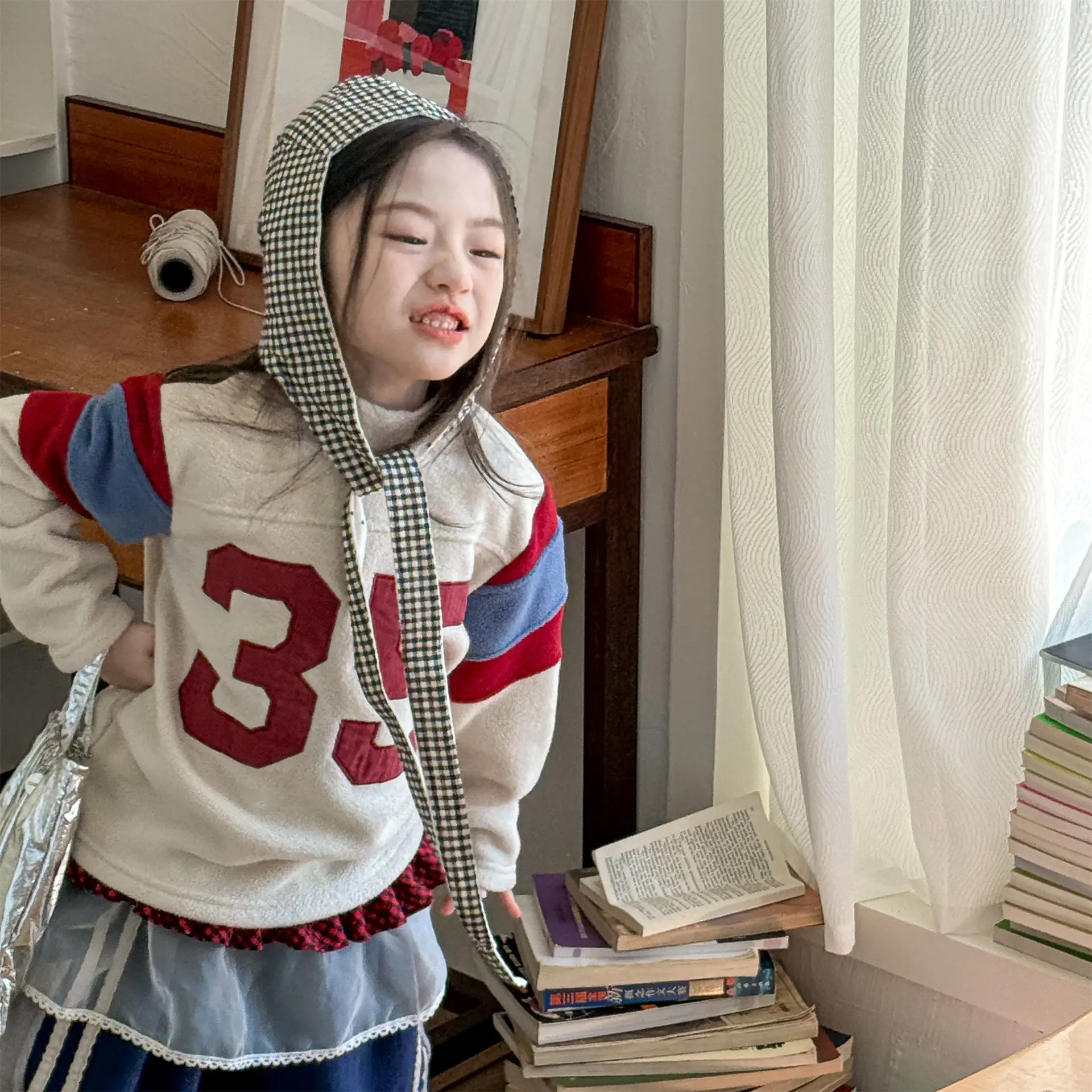 2025 Winter New Children Fleece Sweatshirt Baby Fashion Letter Tops Boys Girls Warm Pullover Baby Long Sleeve Casual Sweatshirt