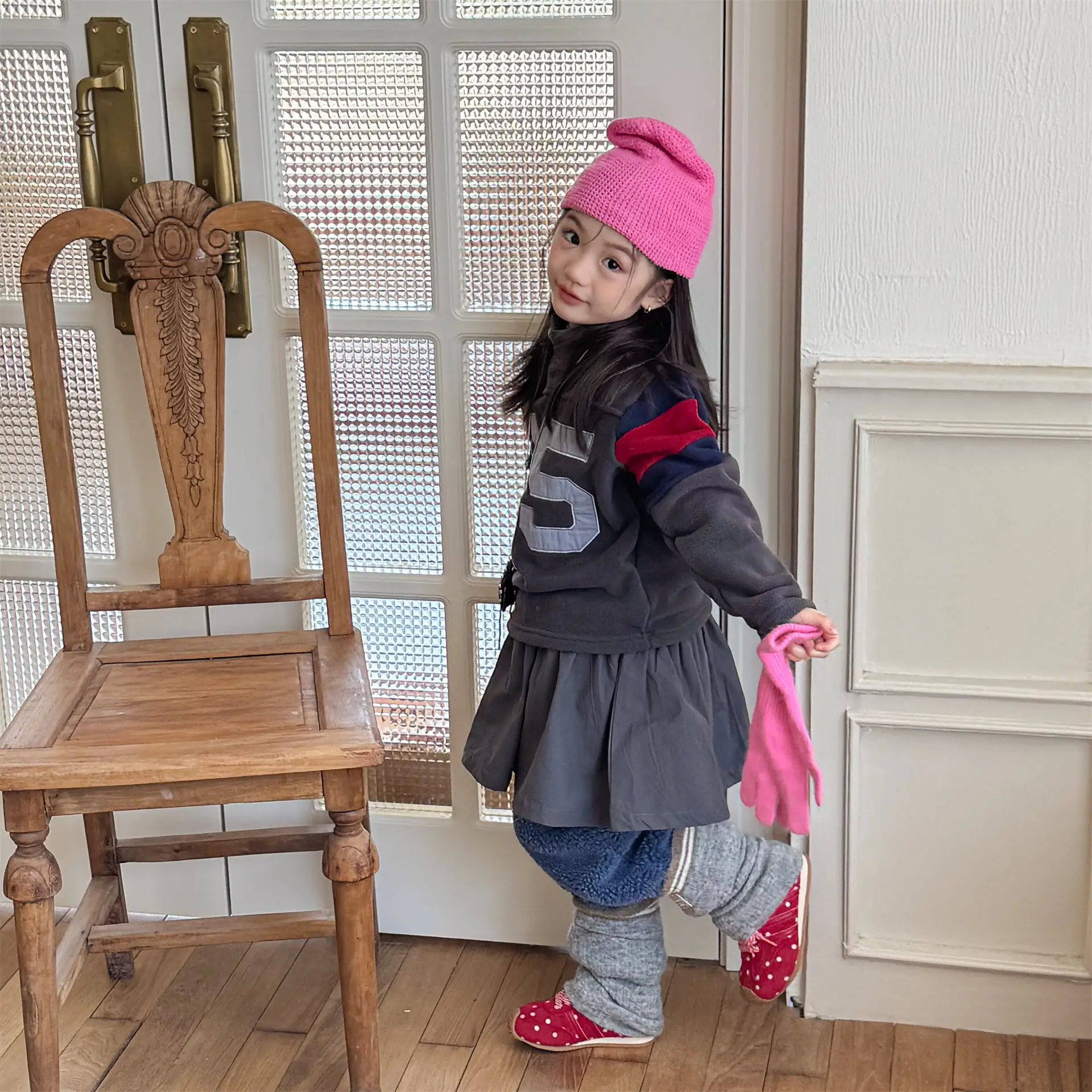 2025 Winter New Children Fleece Sweatshirt Baby Fashion Letter Tops Boys Girls Warm Pullover Baby Long Sleeve Casual Sweatshirt