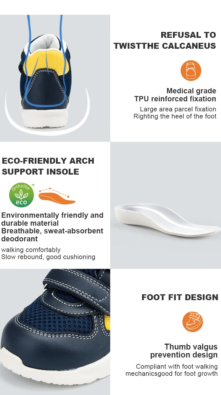 Toddler First Walking Shoes Kids Orthotic Sneakers for Boys Girls Princepard AFO Leather Corrective Trainers with Arch Support