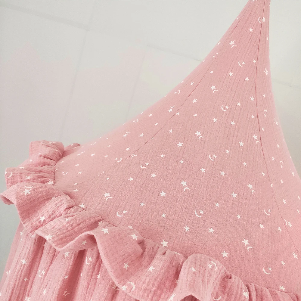 OEKO-Tex Certificated Premium Muslin 100% Cotton Bed Baldachin Hanging Play Canopy for Baby Kids Room