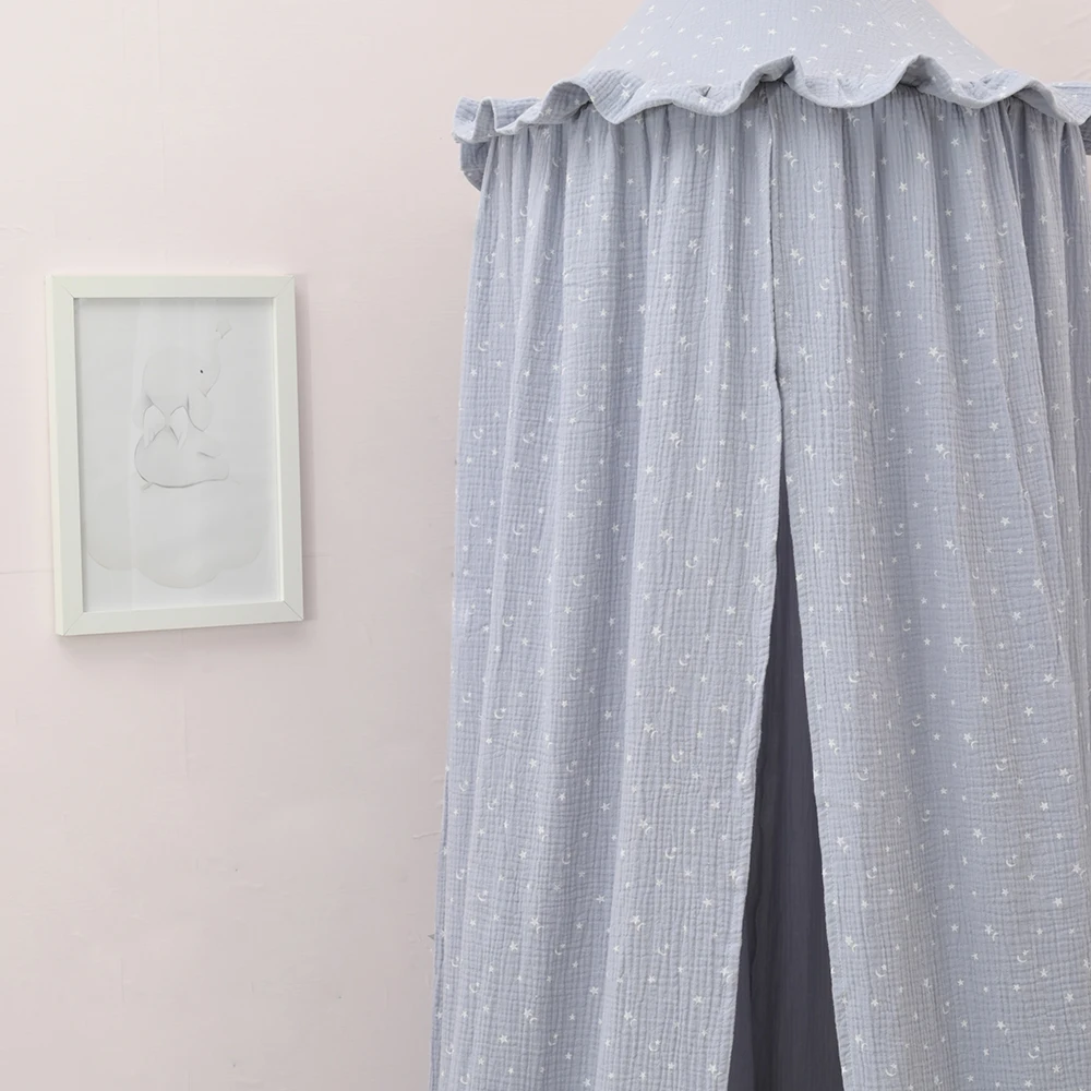 OEKO-Tex Certificated Premium Muslin 100% Cotton Bed Baldachin Hanging Play Canopy for Baby Kids Room