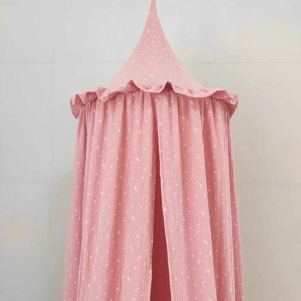 OEKO-Tex Certificated Premium Muslin 100% Cotton Bed Baldachin Hanging Play Canopy for Baby Kids Room