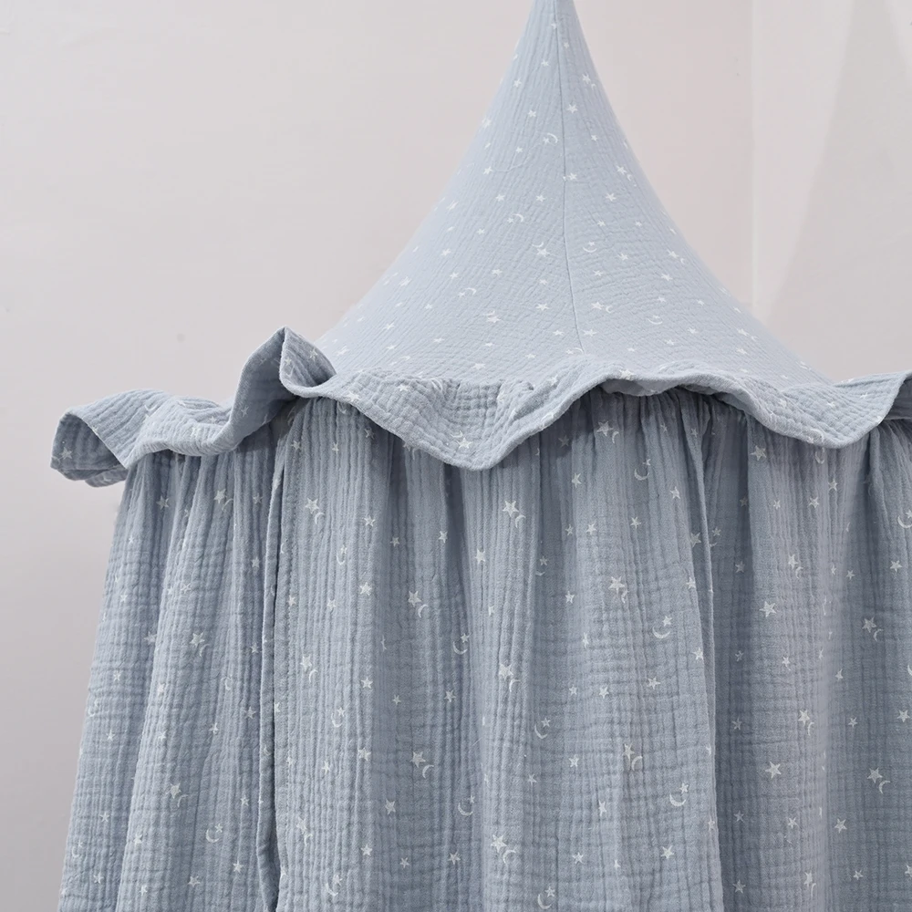 OEKO-Tex Certificated Premium Muslin 100% Cotton Bed Baldachin Hanging Play Canopy for Baby Kids Room