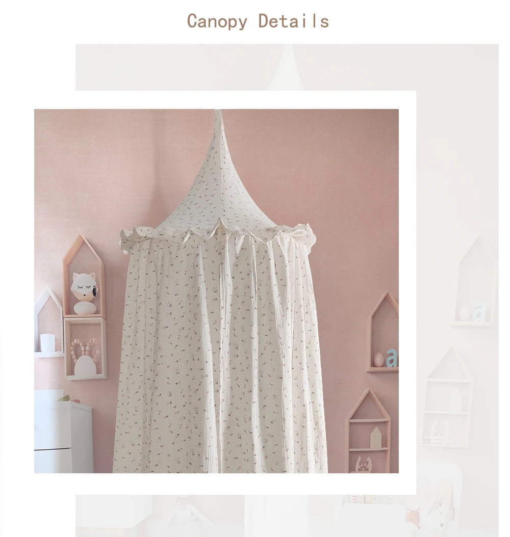 OEKO-Tex Certificated Premium Muslin 100% Cotton Bed Baldachin Hanging Play Canopy for Baby Kids Room