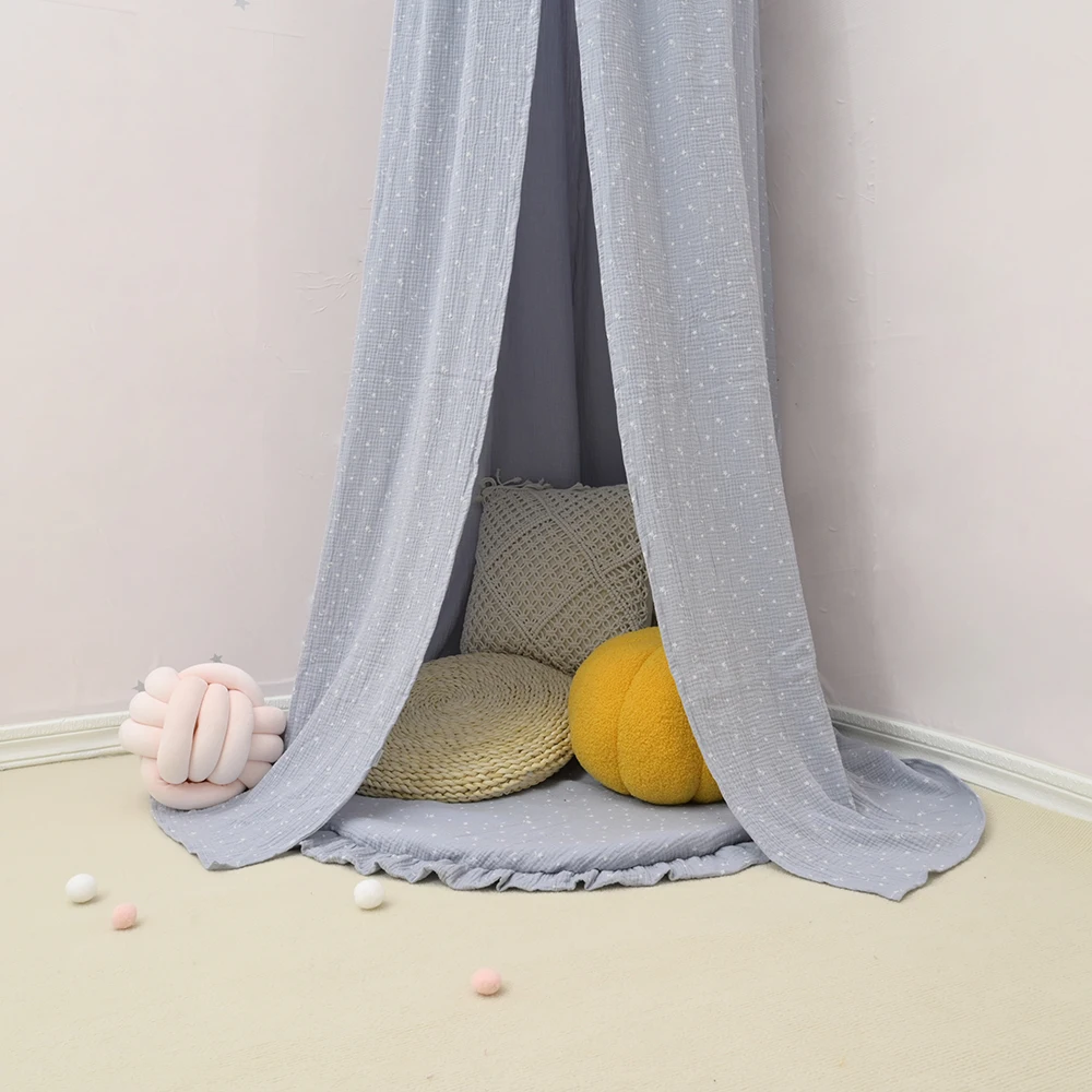 OEKO-Tex Certificated Premium Muslin 100% Cotton Bed Baldachin Hanging Play Canopy for Baby Kids Room
