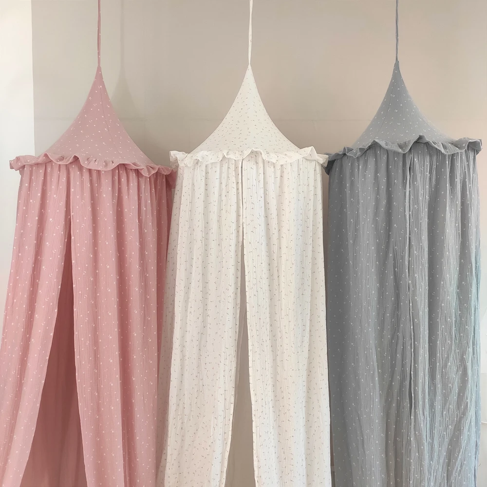 OEKO-Tex Certificated Premium Muslin 100% Cotton Bed Baldachin Hanging Play Canopy for Baby Kids Room