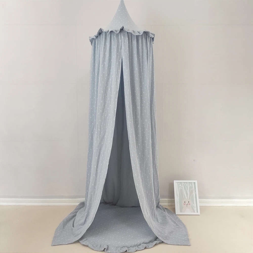 OEKO-Tex Certificated Premium Muslin 100% Cotton Bed Baldachin Hanging Play Canopy for Baby Kids Room