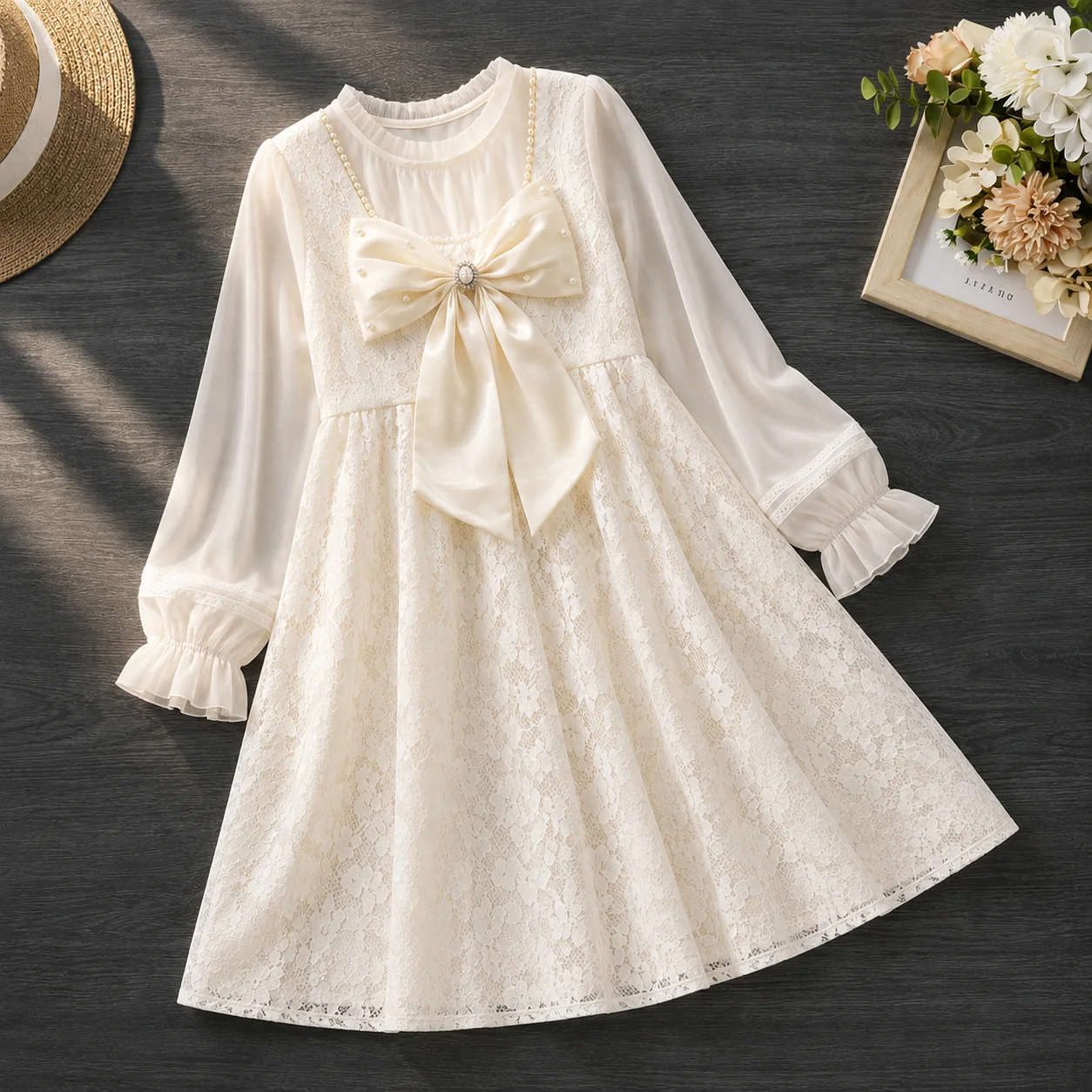Spring Girls Lace Dress Princess Party Dresses for Kids Elegant Children Clothing Baby Girl Prom Dress for 6 8 10 12 14 Years