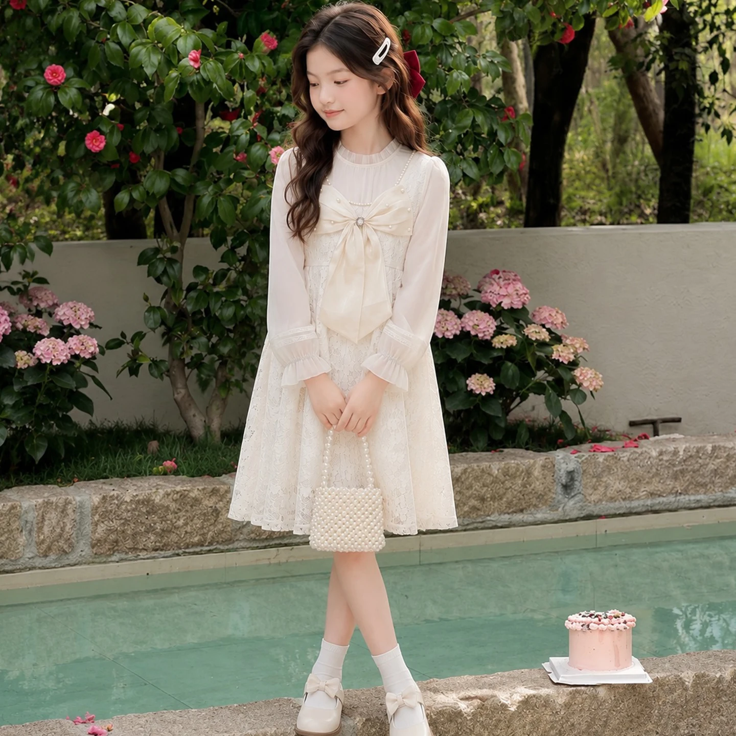 Spring Girls Lace Dress Princess Party Dresses for Kids Elegant Children Clothing Baby Girl Prom Dress for 6 8 10 12 14 Years