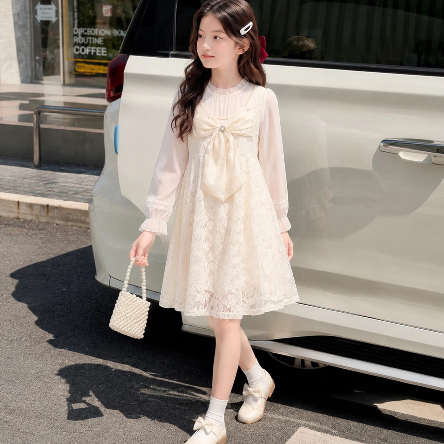Spring Girls Lace Dress Princess Party Dresses for Kids Elegant Children Clothing Baby Girl Prom Dress for 6 8 10 12 14 Years