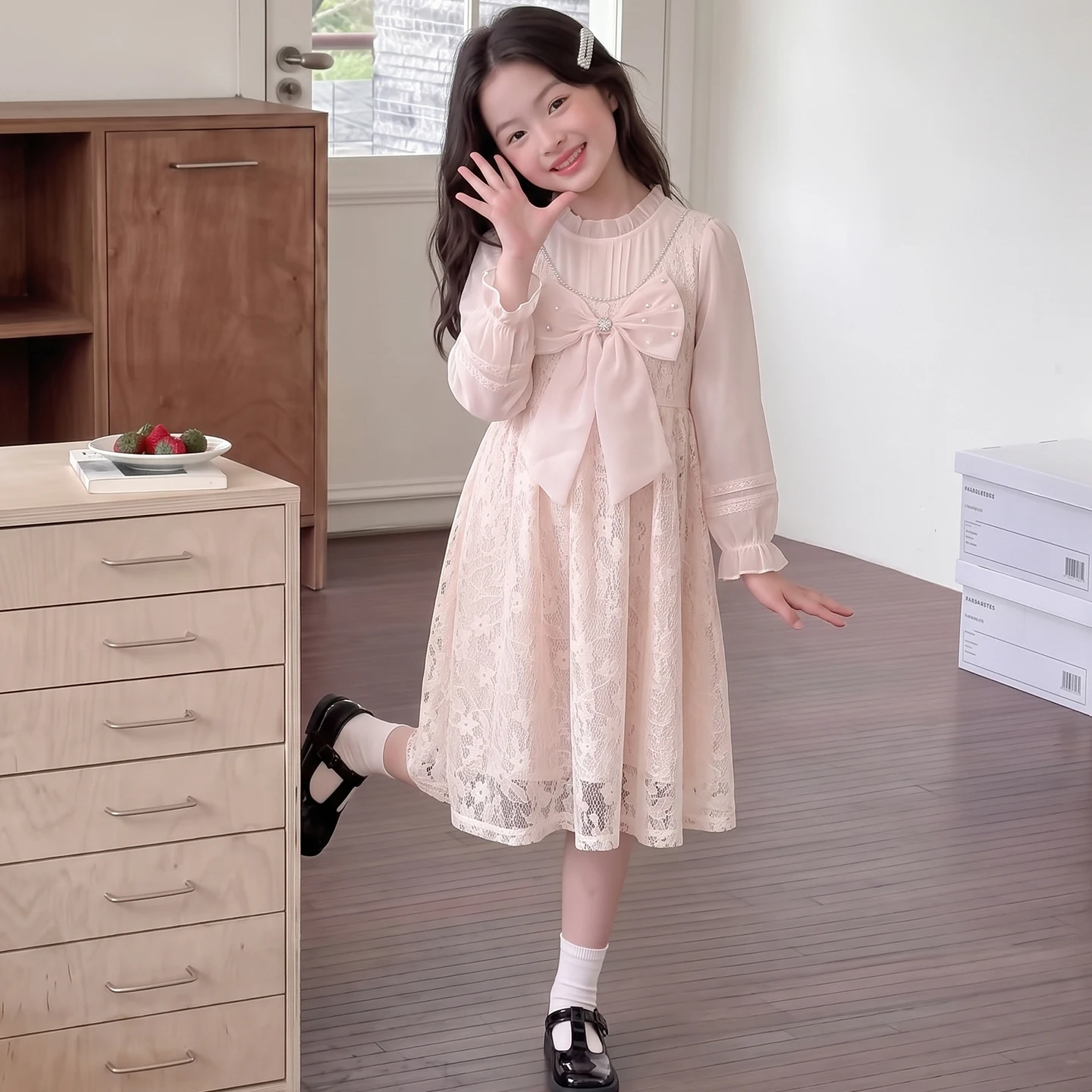 Spring Girls Lace Dress Princess Party Dresses for Kids Elegant Children Clothing Baby Girl Prom Dress for 6 8 10 12 14 Years