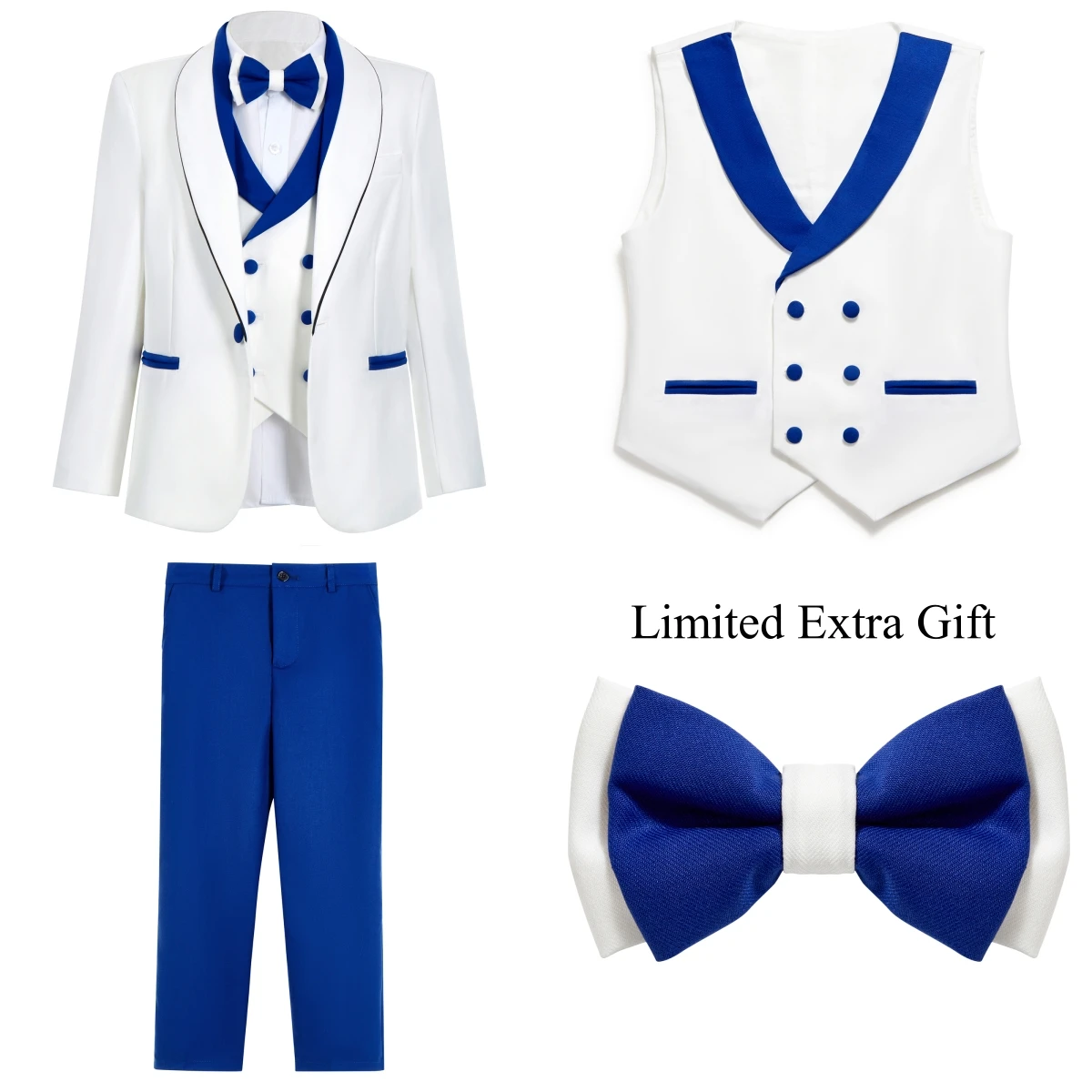 Newest Kids Suit Set 2-14 Years Single Button Boy's 4 Pieces Formal Suits Blazer Vest Pants Wedding Guest Tuxedo Piano Suit