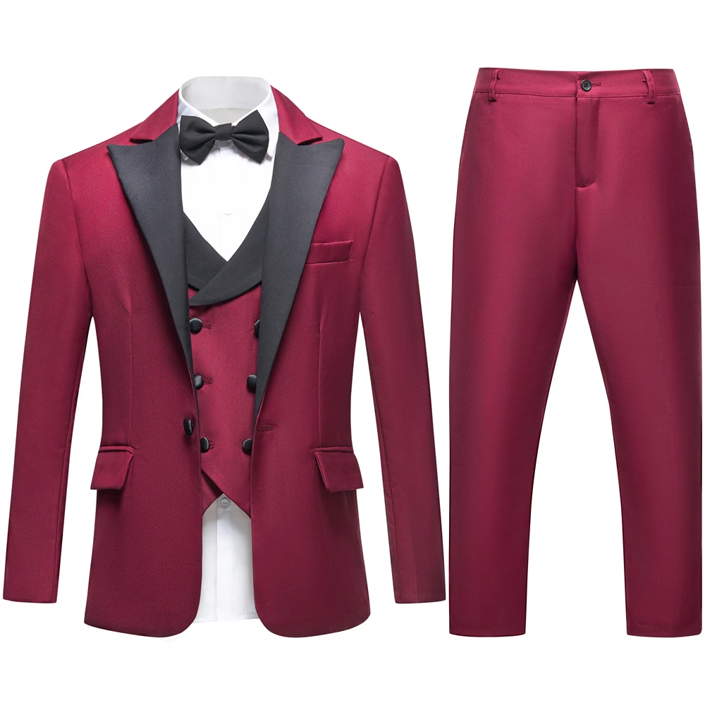 Newest Kids Suit Set 2-14 Years Single Button Boy's 4 Pieces Formal Suits Blazer Vest Pants Wedding Guest Tuxedo Piano Suit