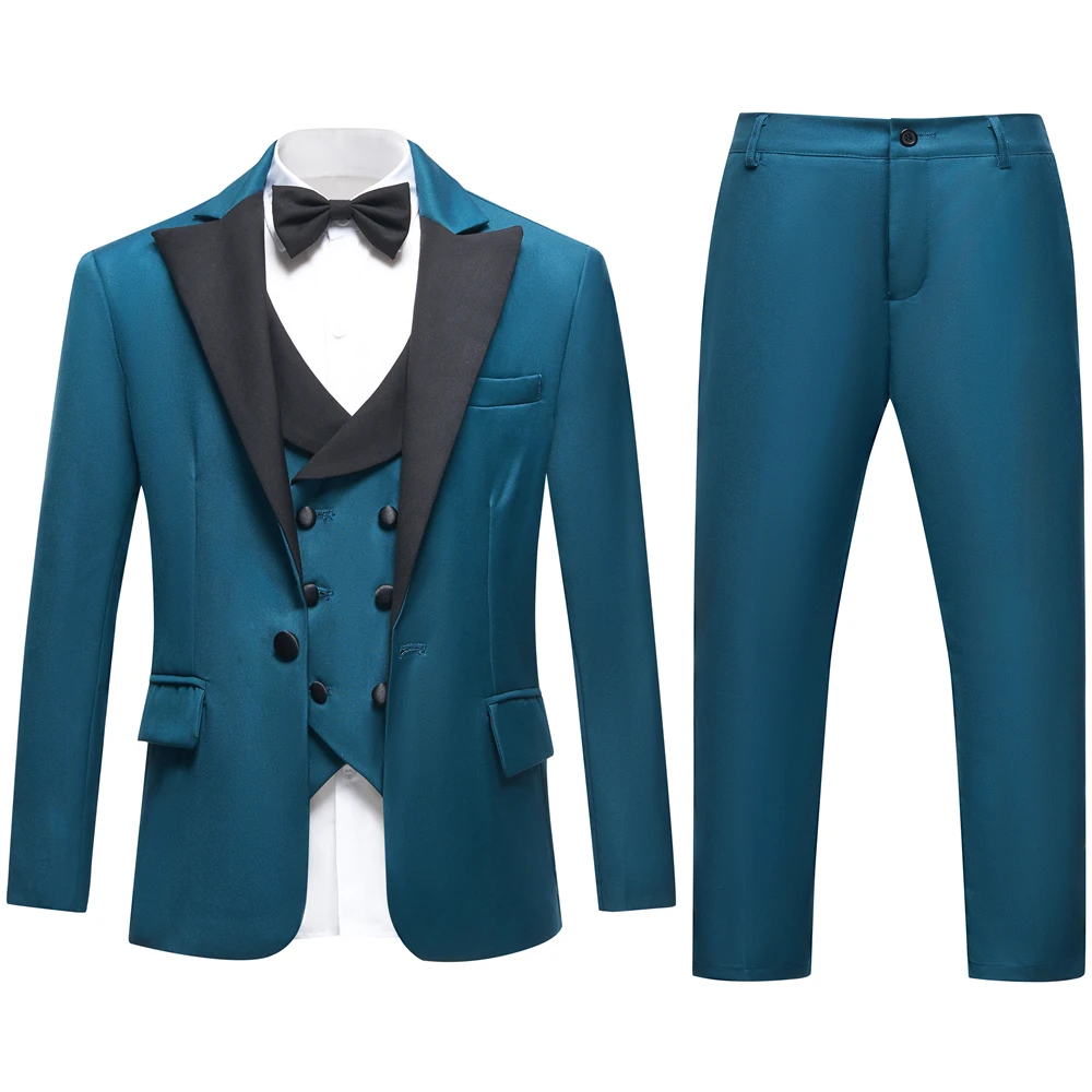 Newest Kids Suit Set 2-14 Years Single Button Boy's 4 Pieces Formal Suits Blazer Vest Pants Wedding Guest Tuxedo Piano Suit