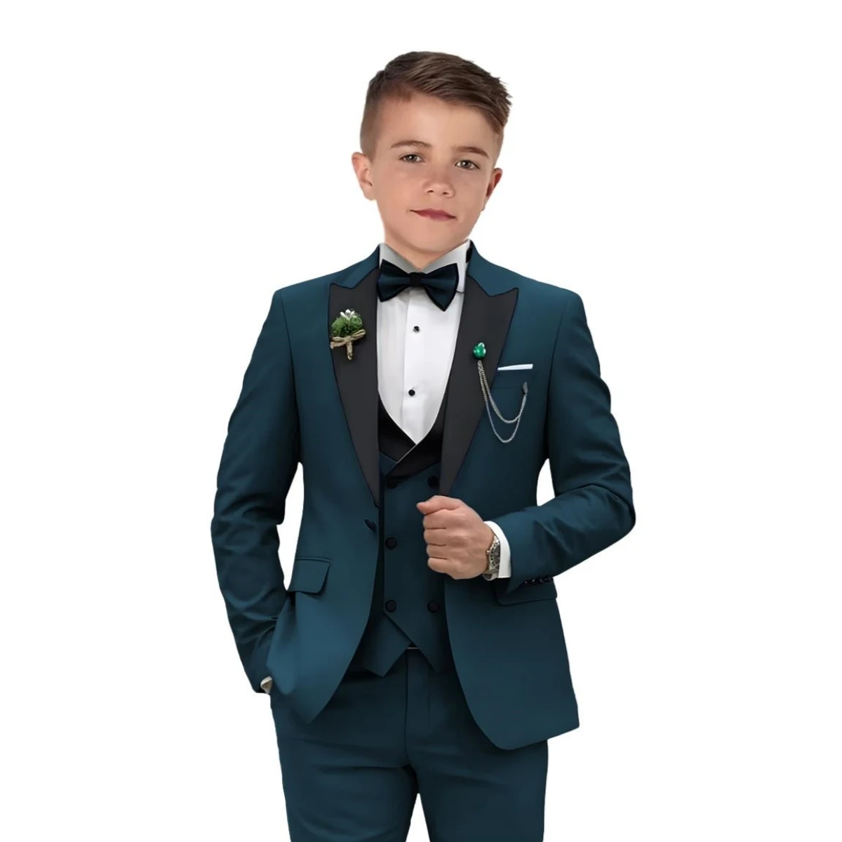 Newest Kids Suit Set 2-14 Years Single Button Boy's 4 Pieces Formal Suits Blazer Vest Pants Wedding Guest Tuxedo Piano Suit