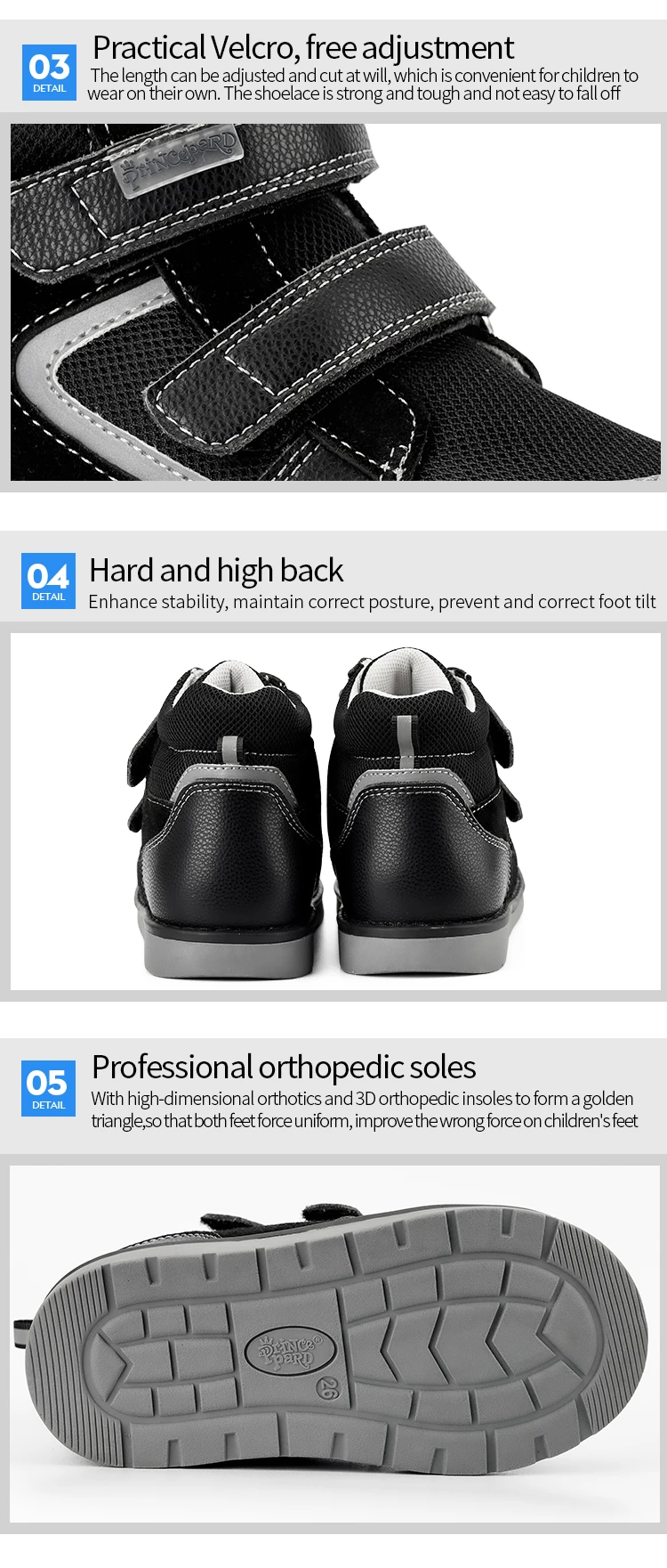 Princepard Children Orthopedic Sneakers for Flatfeet Ankle Support Kids Sport Running Shoes with Insole Corrective Boys Girls